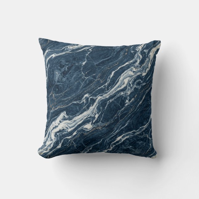 Blue Stone Marble Modern Luxury Aesthetic Cushion (Front)