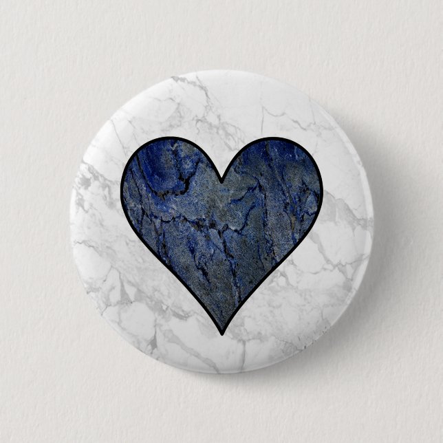Blue Stone Marbled Pattern 6 Cm Round Badge (Front)