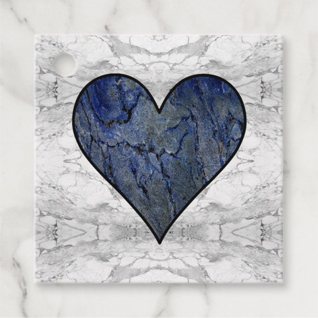 Blue Stone Marbled Pattern Favour Tags (Front)