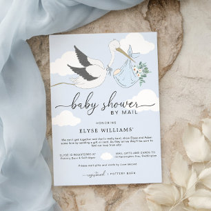 Blue Stork Baby Shower By Mail Invitation