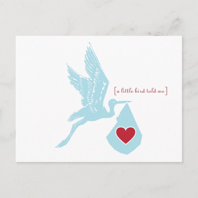 Blue Stork Baby Shower Invitation Postcard (Front)
