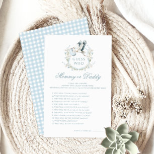 Blue Stork  Baby Shower Mummy or Daddy Game
