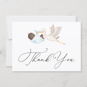 Blue Stork Baby Shower Thank You