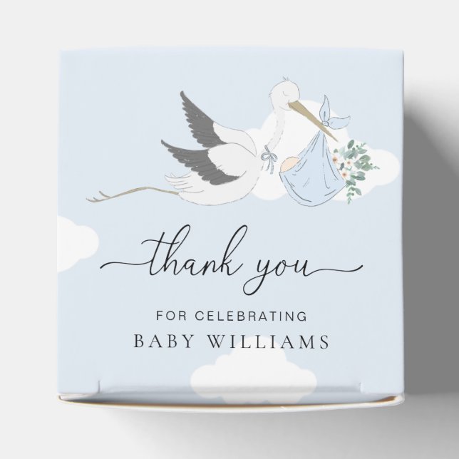 Blue Stork Baby Shower Thank You Favour Box (Top)