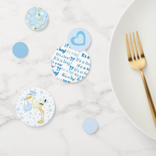 Blue Stork Boy Baby Shower Confetti