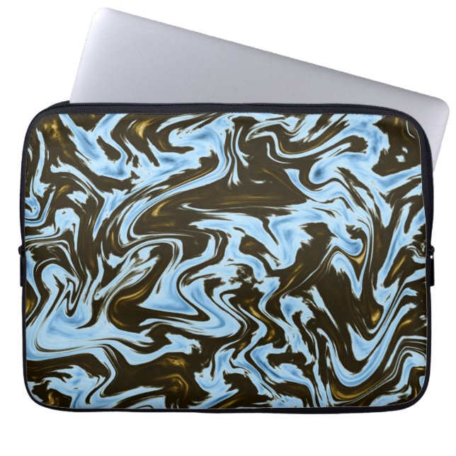 Blue Stormy Marble, Laptop Sleeve (Front)