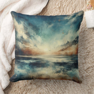 Blue Stormy Seascape Old Photograph Cushion