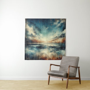 Blue Stormy Seascape Old Photograph Tapestry