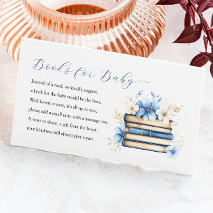 Blue Storybook Baby Shower Books For Baby Enclosure Card