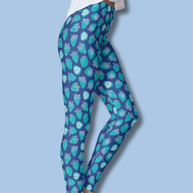 Blue Strawberry Leggings (Blue strawberry pattern leggings)