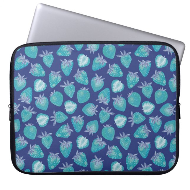 Blue Strawberry pattern Laptop Sleeve (Front)