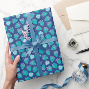 Blue Strawberry pattern Wrapping Paper