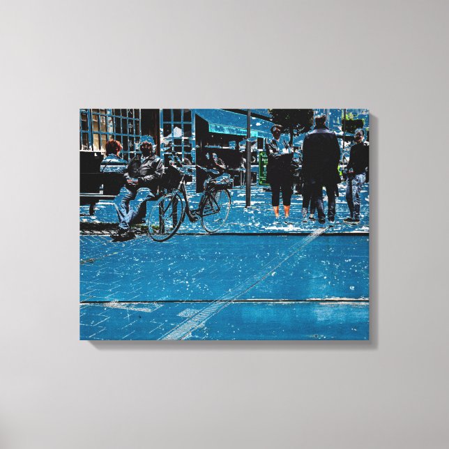 Blue street view canvas print (Front)