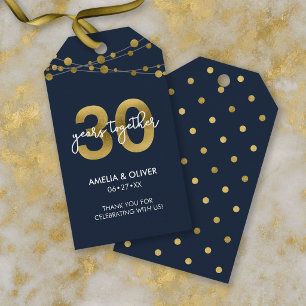 Blue Strings of Lights 30th Wedding Anniversary Gift Tags