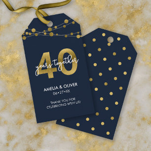 Blue Strings of Lights 40th Wedding Anniversary Gift Tags