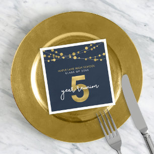 Blue Strings of Lights 5 Year Class Reunion Napkin