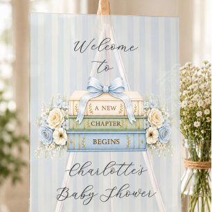 Blue Stripe Acrylic Baby Shower Sign