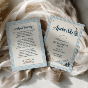 Blue Stripe Après-Ski Bachelorette Invitation