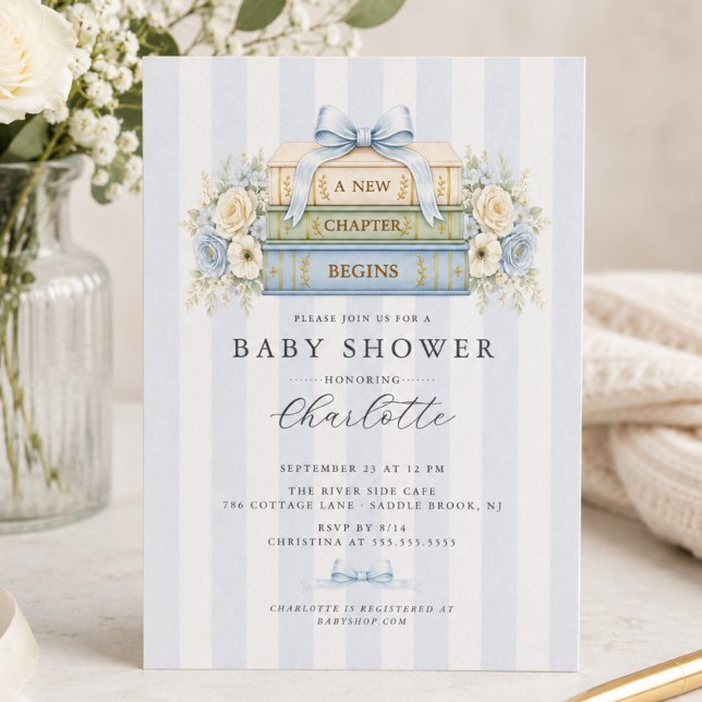 Blue Stripe Baby Boy Shower Invitation (Creator Uploaded)