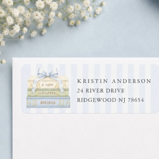 Blue Stripe Baby Shower Address Label (Creator Uploaded)