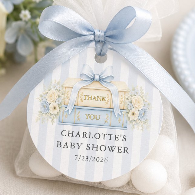 Blue Stripe Baby Shower Favour Tag (Creator Uploaded)