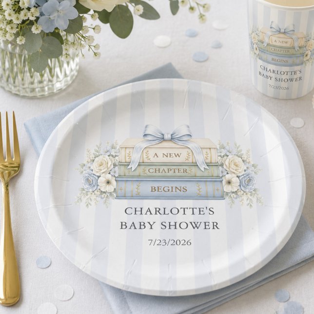 Blue Stripe Baby Shower Paper Plate (Creator Uploaded)