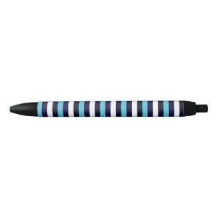 Blue Stripe Black Ink Pen