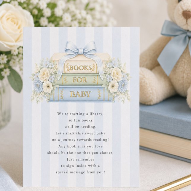 Blue Stripe Books for Baby Card (Creator Uploaded)