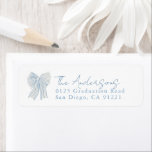 Blue Stripe Bow Ribbon Return Address<br><div class="desc">This coquette return address features a hand-drawn pale blue bow/ribbon. Personalize it for your needs. You can find matching products at my store.</div>