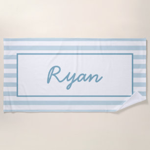 Blue Stripe Cabana Beach Club Birthday Favour  Towel
