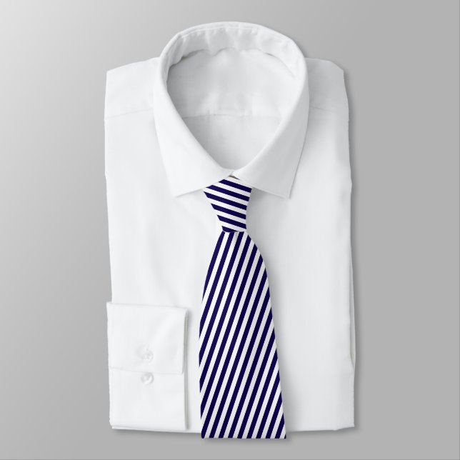 Blue Stripe Coastal Beach Pattern Tie (Tied)