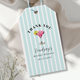 Blue Stripe Cocktail Bridal Shower Gift Tags