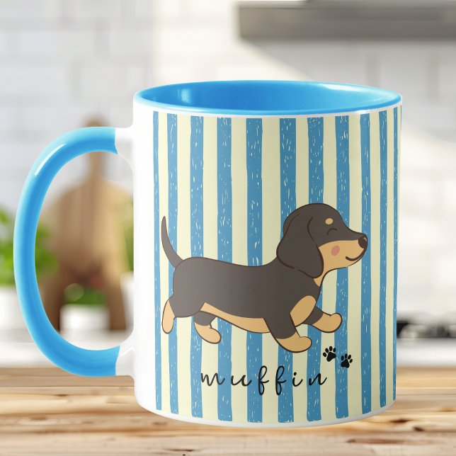Blue Stripe Dachshund Illustration Mug (Creator Uploaded)
