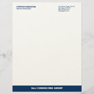 Blue stripe ecru professional business company personalized letterhead