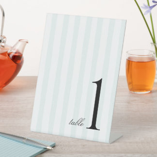 Blue Stripe Elegant Customisable Table Number Pedestal Sign