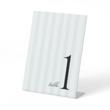 Blue Stripe Elegant Customisable Table Number