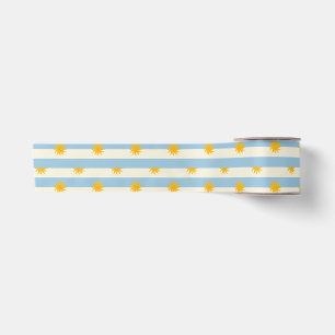 Blue Stripe Gold Sunburst Ribbon - L Satin Ribbon