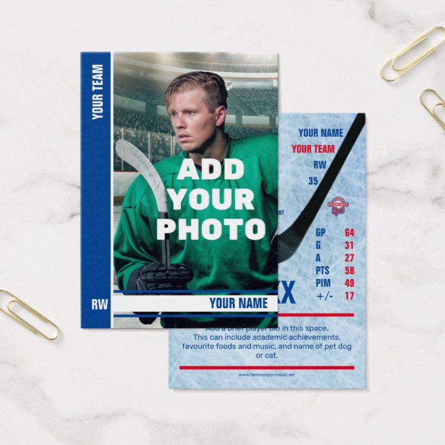 Blue Stripe Hockey Trading Card - Custom Stats (Office)