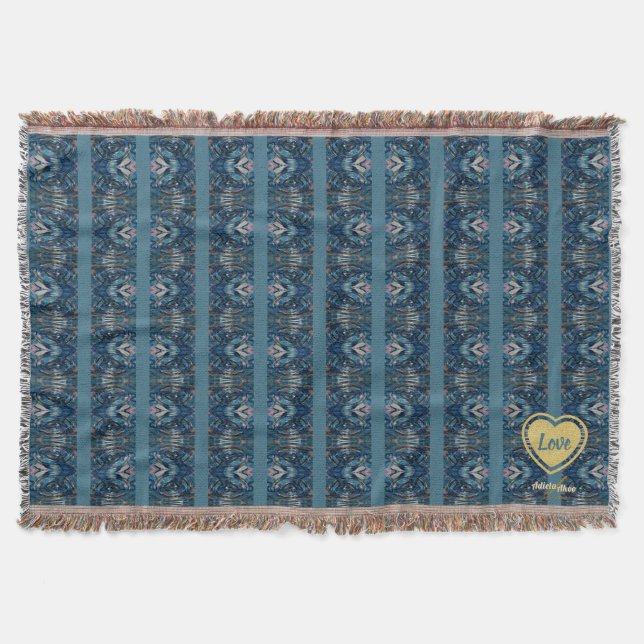 Blue Stripe LOVE Decorative Throw by Adiela Akoo - Blanket (Front)