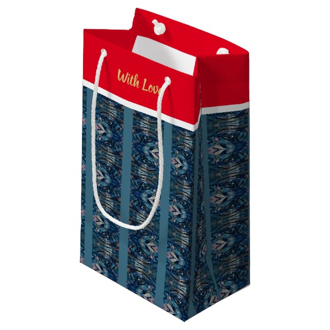 Blue Stripe Love Gift Bag by Poet Adiela Akoo (Front Angled)