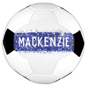 Blue Stripe Monogram Name Personalised Soccer Ball