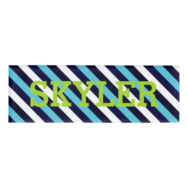 Blue Stripe Name Tag (Front)