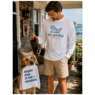 Blue Stripe Preppy Seersucker Dog Silhouette T-Shirt