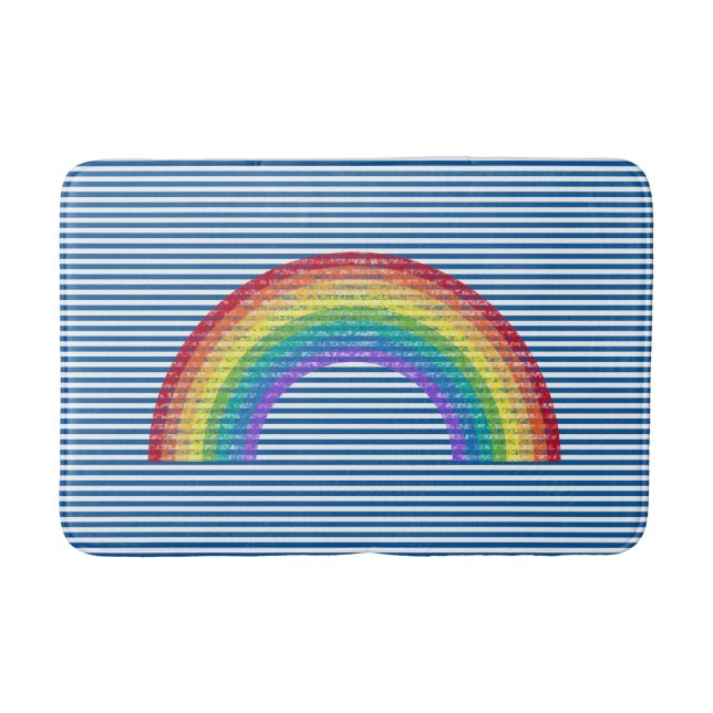 BLUE STRIPE RAINBOW BATH MAT (Front)