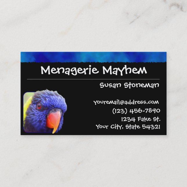 Blue Stripe Rainbow Lorikeet Business Cards (Front)