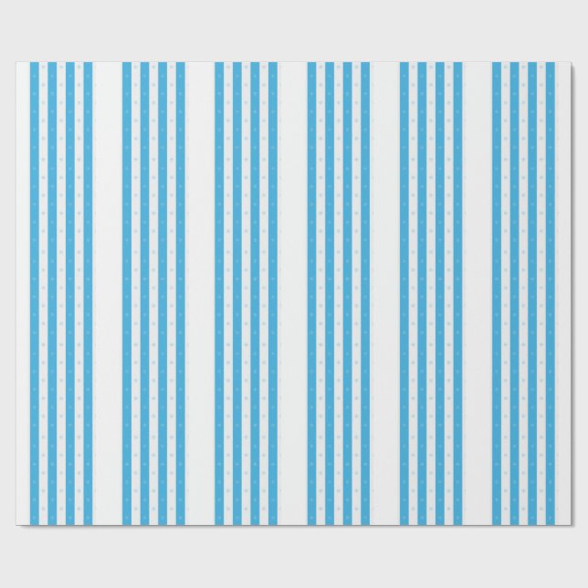Blue Stripe Snowflake Seamless Winter Pattern Wrapping Paper (Flat)
