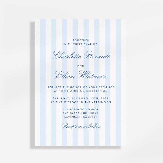 Blue Stripe Wedding Invitation (Creator Uploaded)