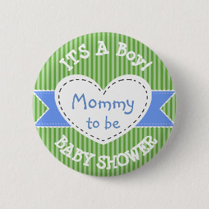 Blue Striped Baby Shower Button Mum to Be Button
