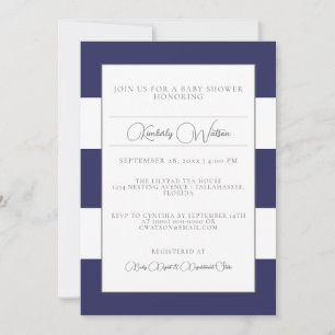 Blue Striped Baby Shower Invitation
