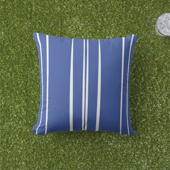 Blue Striped Beach House Cushion (Grass)
